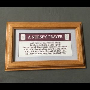 A Nurse’s Prayer, Matted and Framed. Wall Plaque.